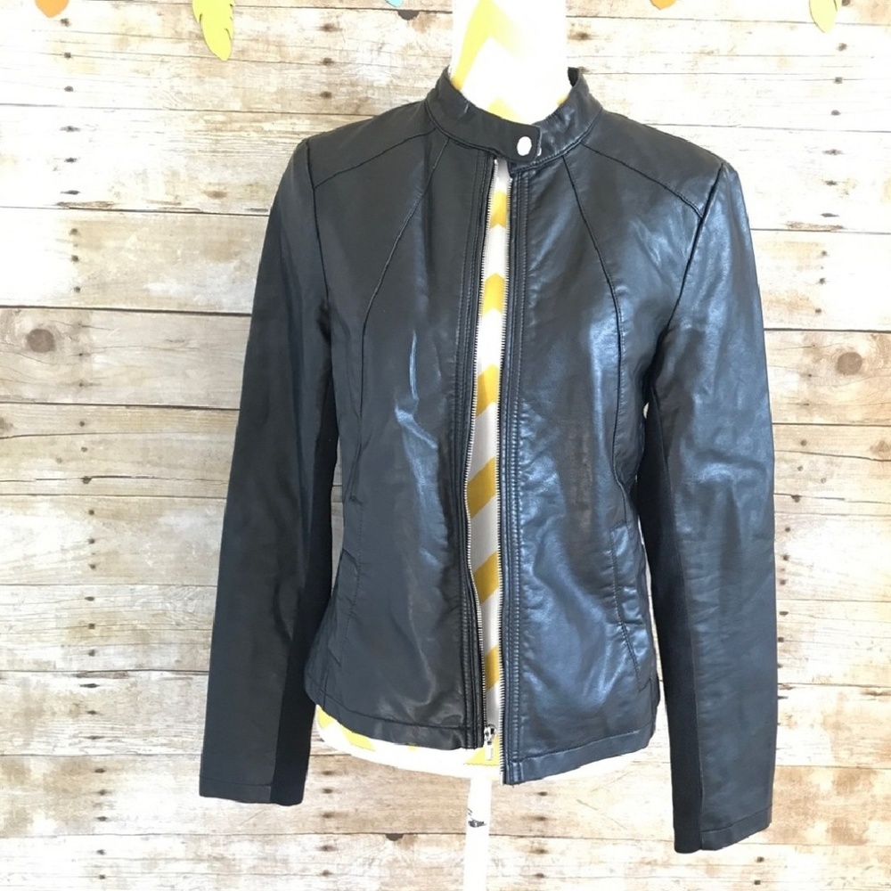 Express black faux leather moto jacket medium m